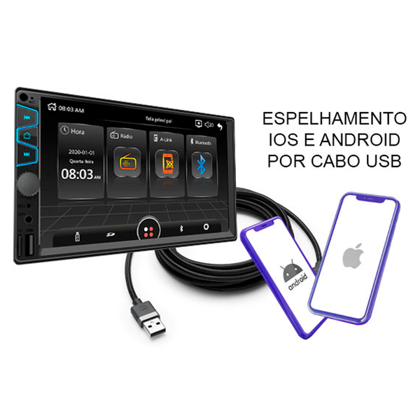 CENTRAL MULTIMÍDIA MP5 BT/ AM/ FM ESP 50X4 RS-404BR ROADSTAR