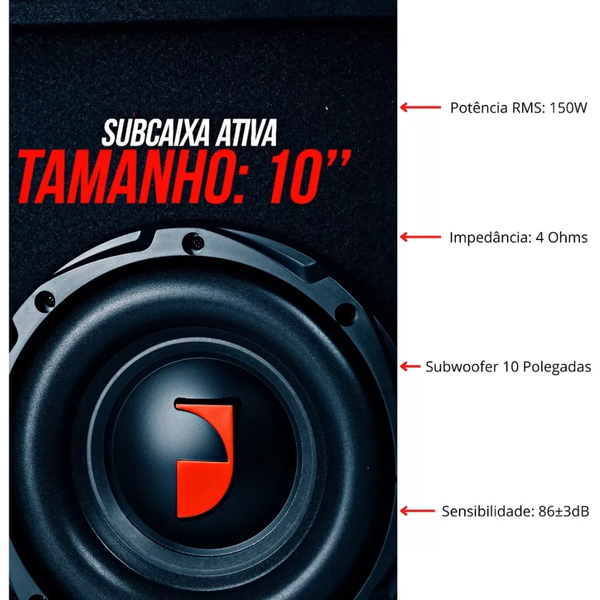 CAIXA DE SOM AMPLIFICADA MADEIRA 10 POLEGADAS NBX-25M NAKAMICHI